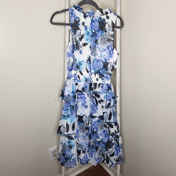 Eliza J size 12 floral keyhole ruffle sleeveless mother of the bride dress - Picture 6 of 6
